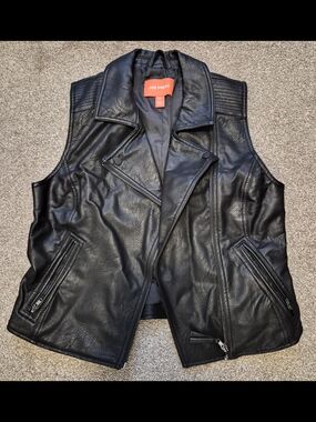 Joe Fresh Black Faux Leather Moto Vest